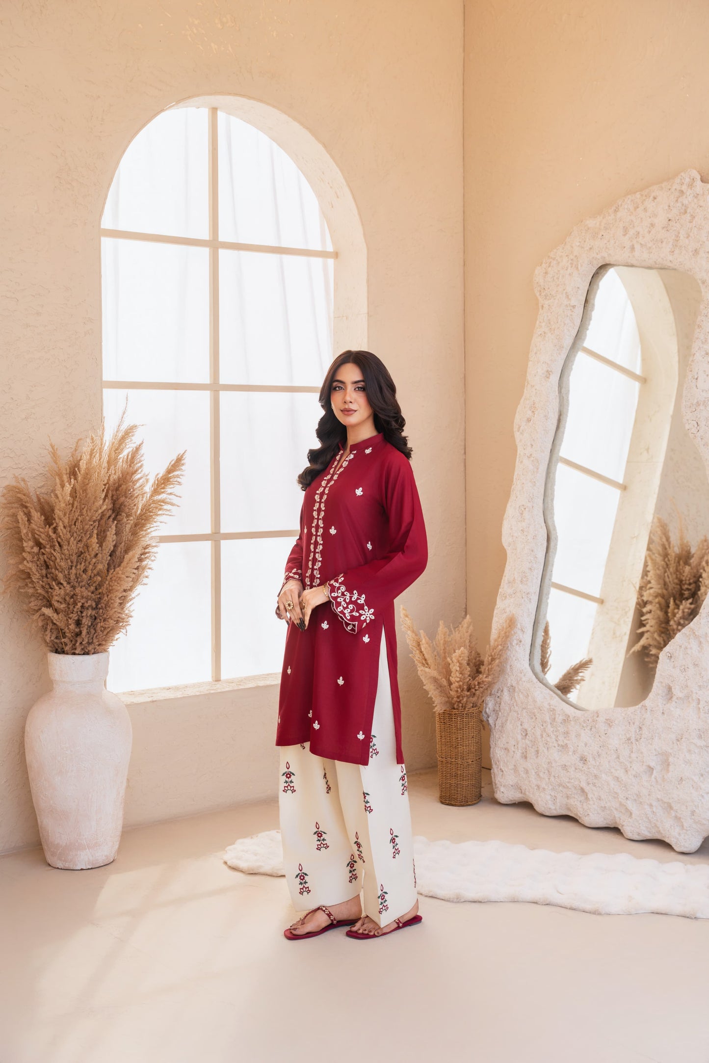 Zarf Embroidered Stitched two piece Dress