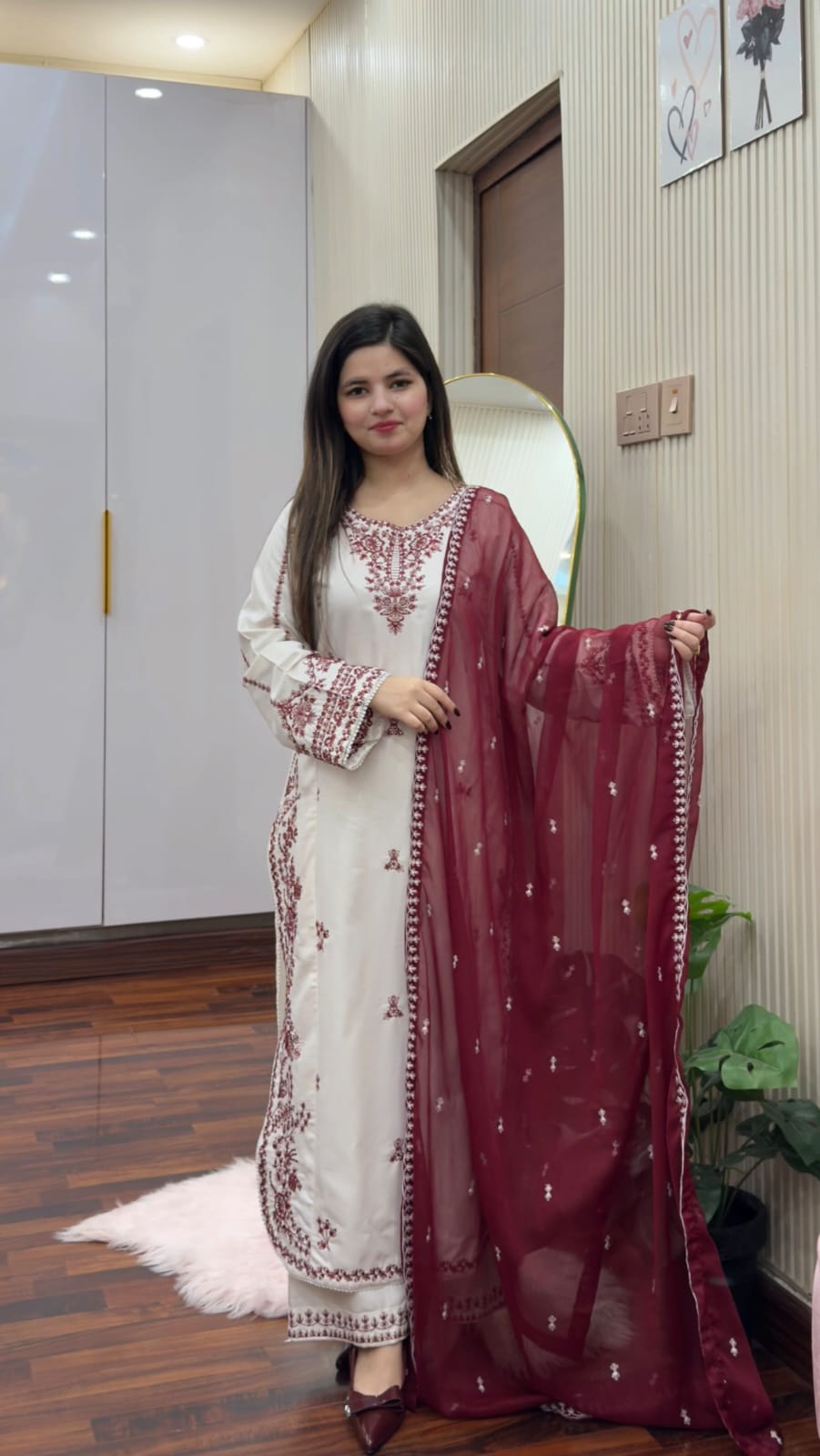Snow Drop Embroided 3 Piece Dress