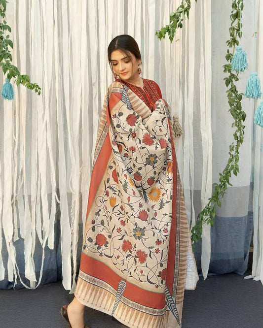 Aayat with shawl  fully embroidered dress