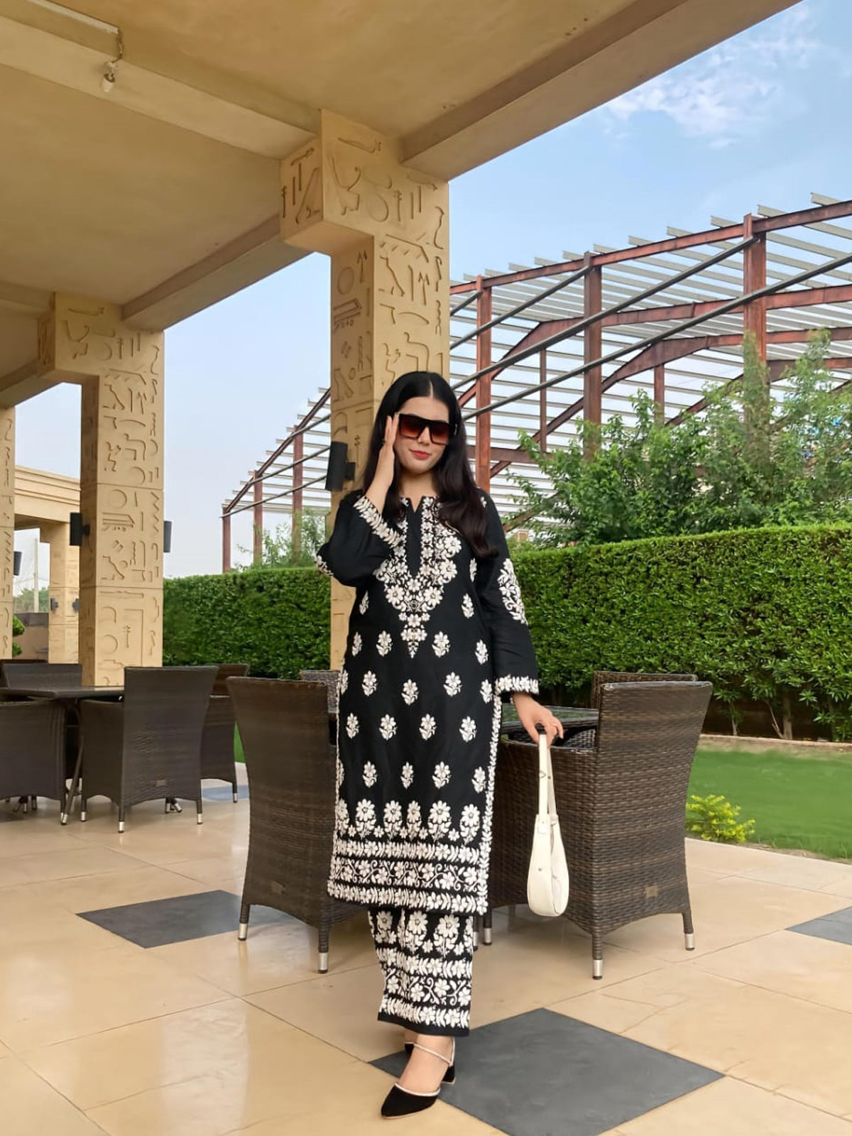 Black stitched Indian co ord set