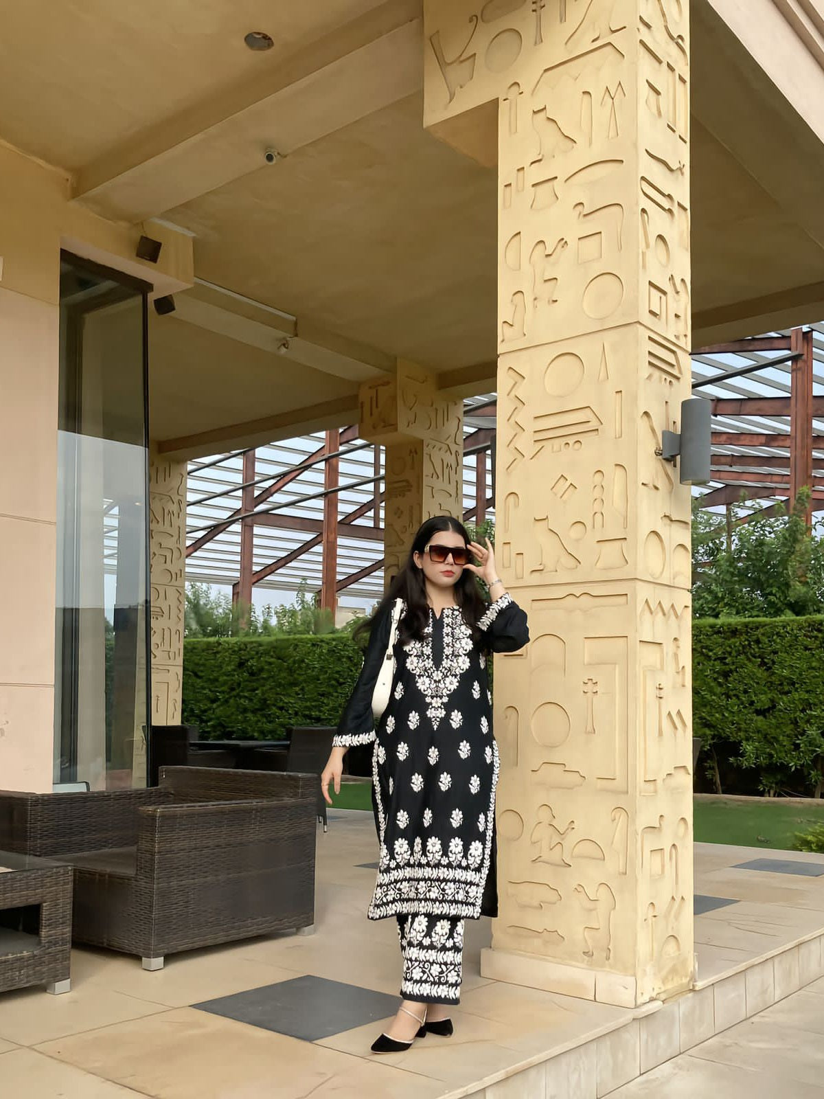 Black stitched Indian co ord set