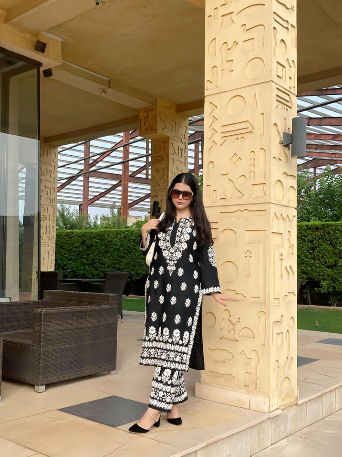 Black stitched Indian co ord set