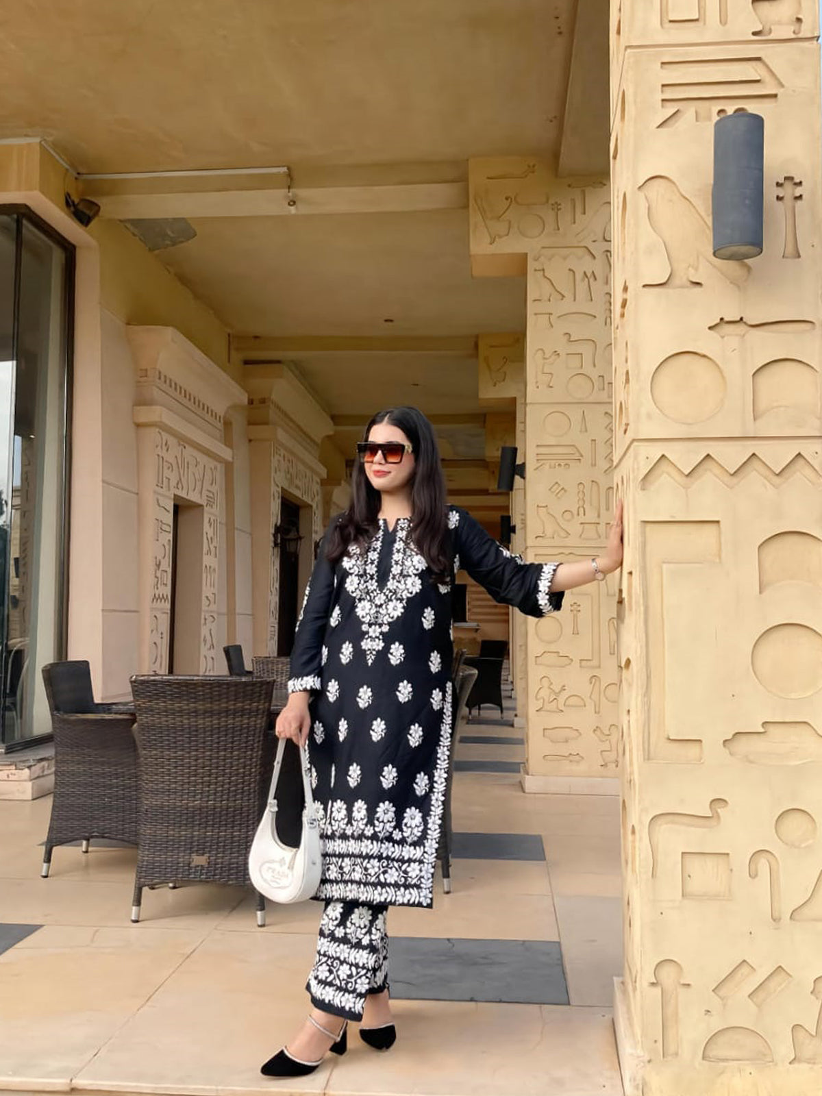 Black stitched Indian co ord set