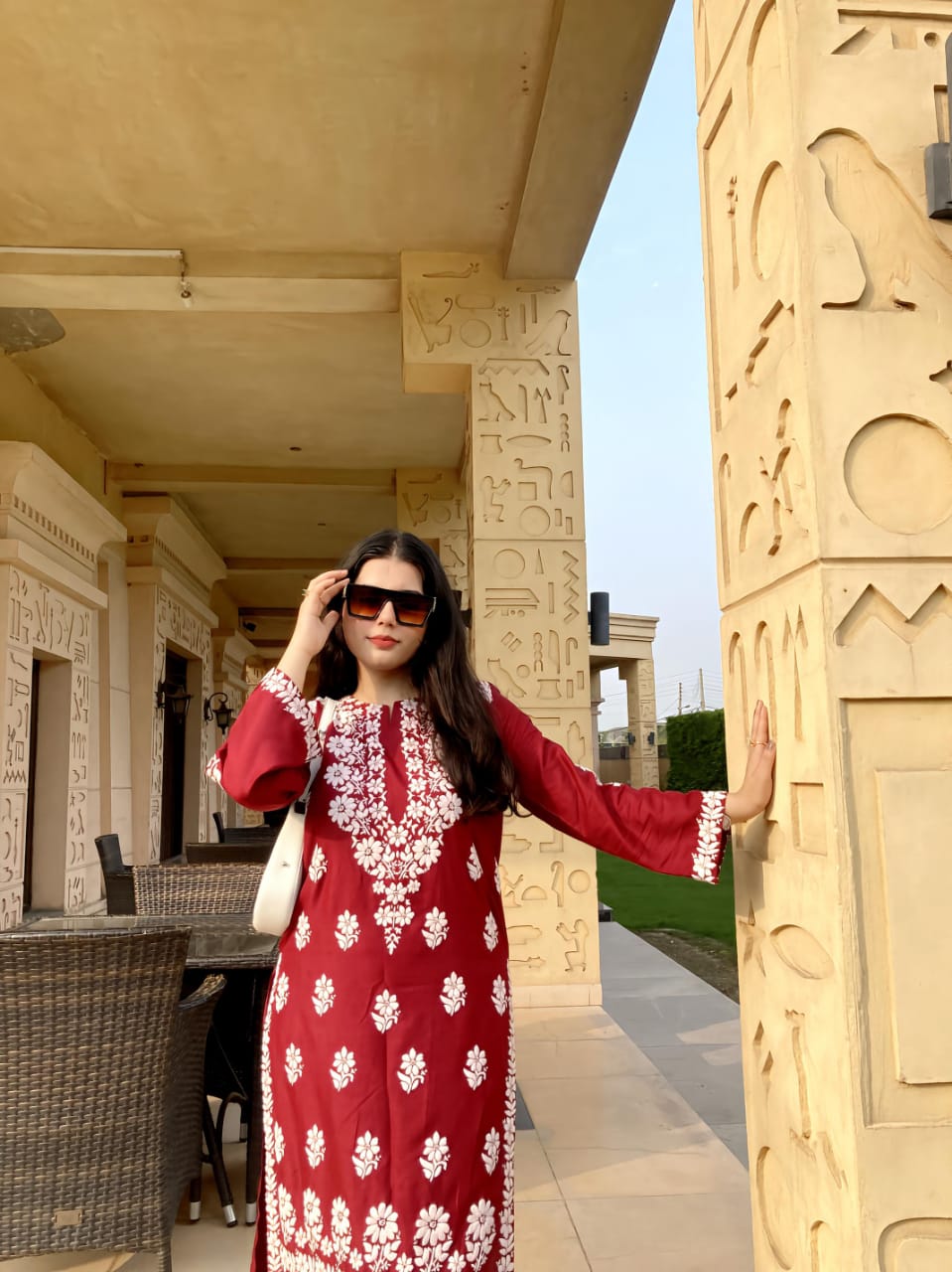 Maroon stitched Indian co ord set