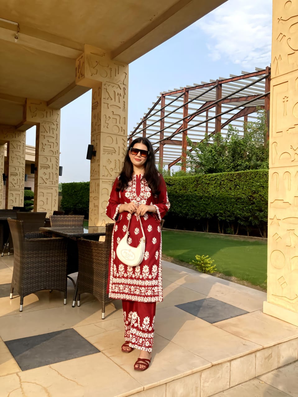 Maroon stitched Indian co ord set