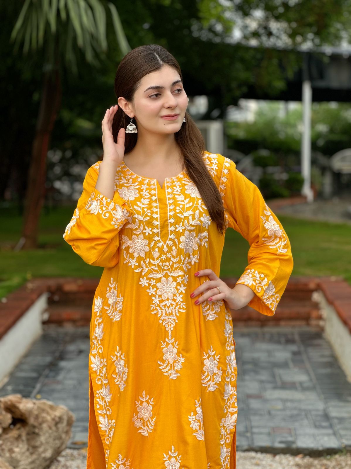 Mustard stitched Indian co ord set