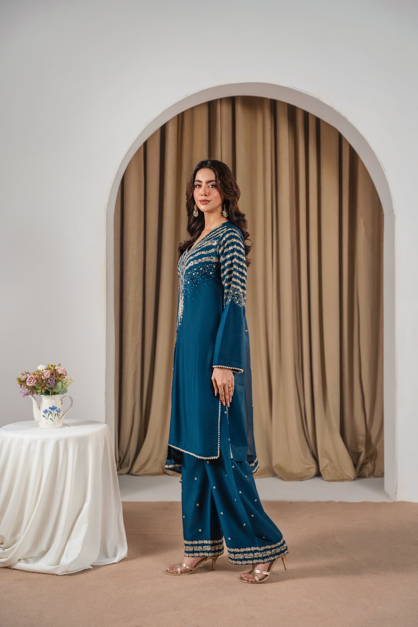 Zinc Peacock Embroidered 3PC