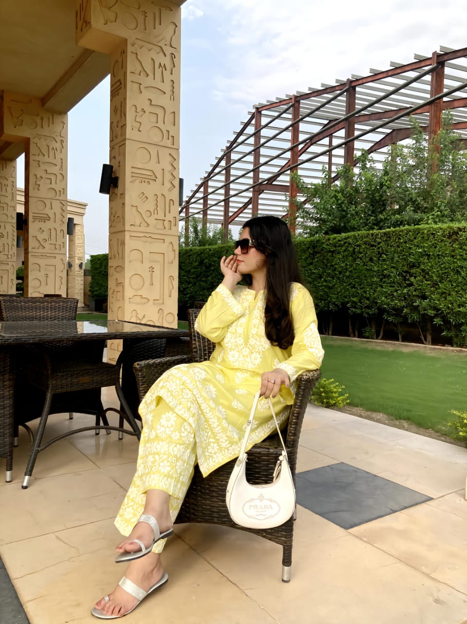 Yellow stitched Indian co ord set
