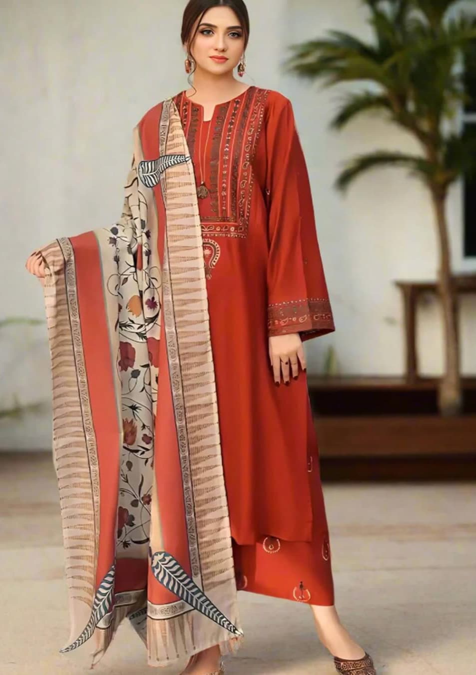 Aayat with shawl  fully embroidered dress