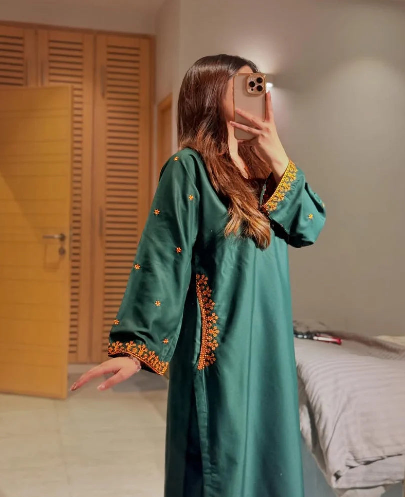 Afreen embroidered shirt with plain trousers
