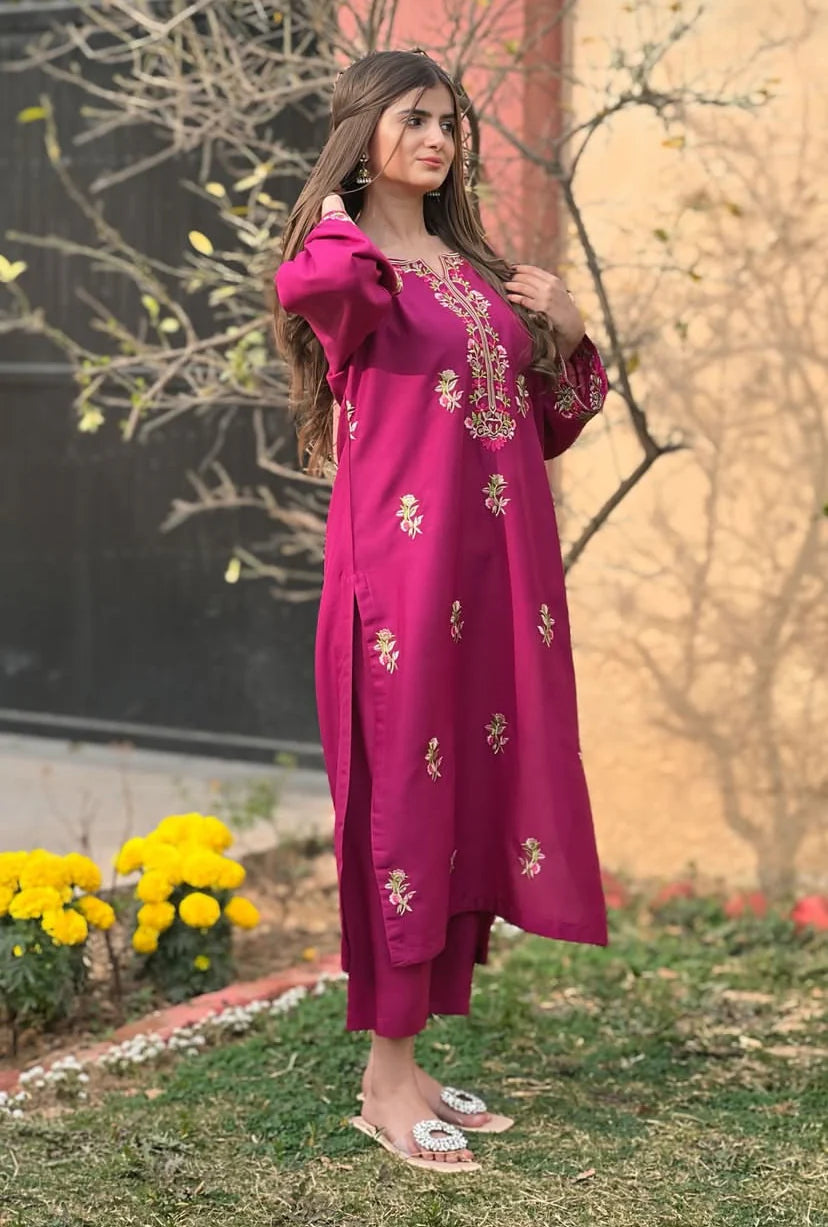 Aangan (floral)  fully embroidered dress