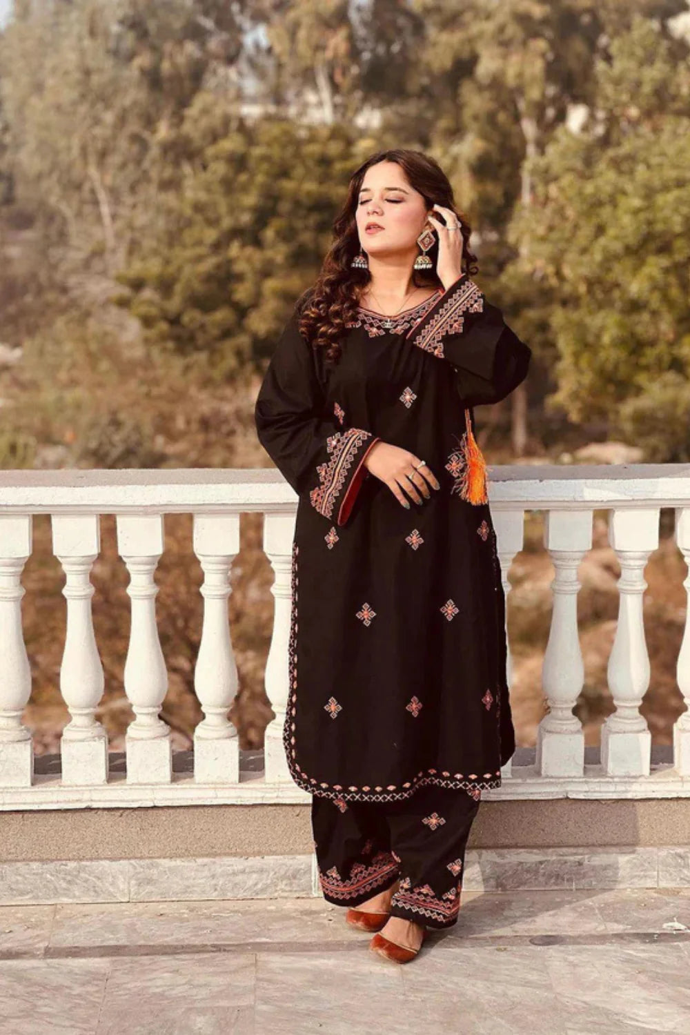 Balochi fully Embroidered dress with mirror work