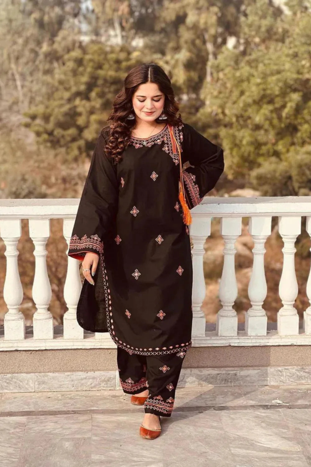 Balochi fully Embroidered dress with mirror work
