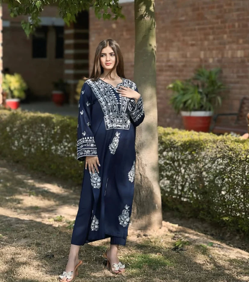 Dazzel Embroidery stitched dress