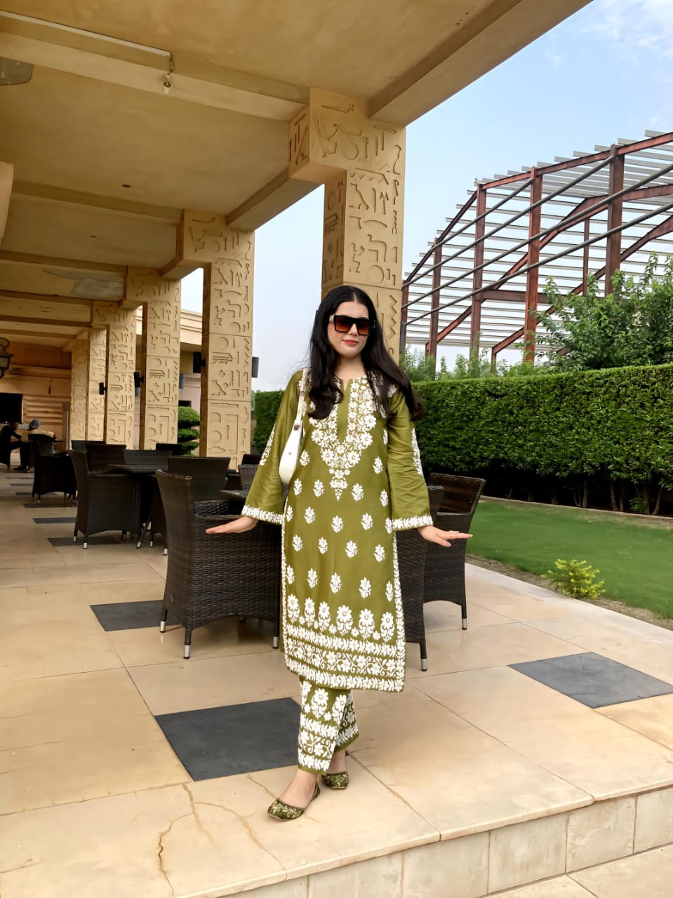 Olive Green stitched Indian co ord set