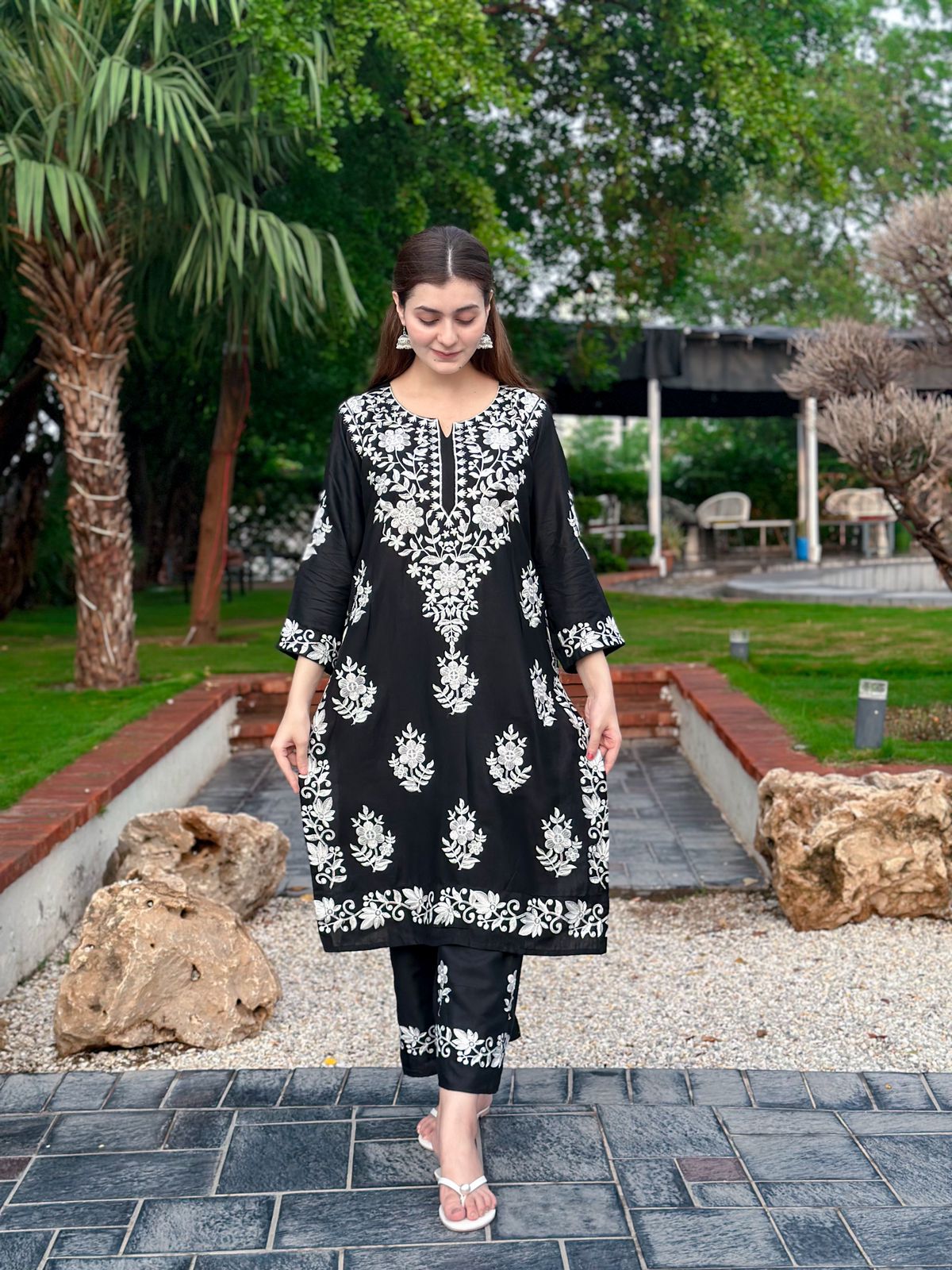 Black stitched Indian co ord set