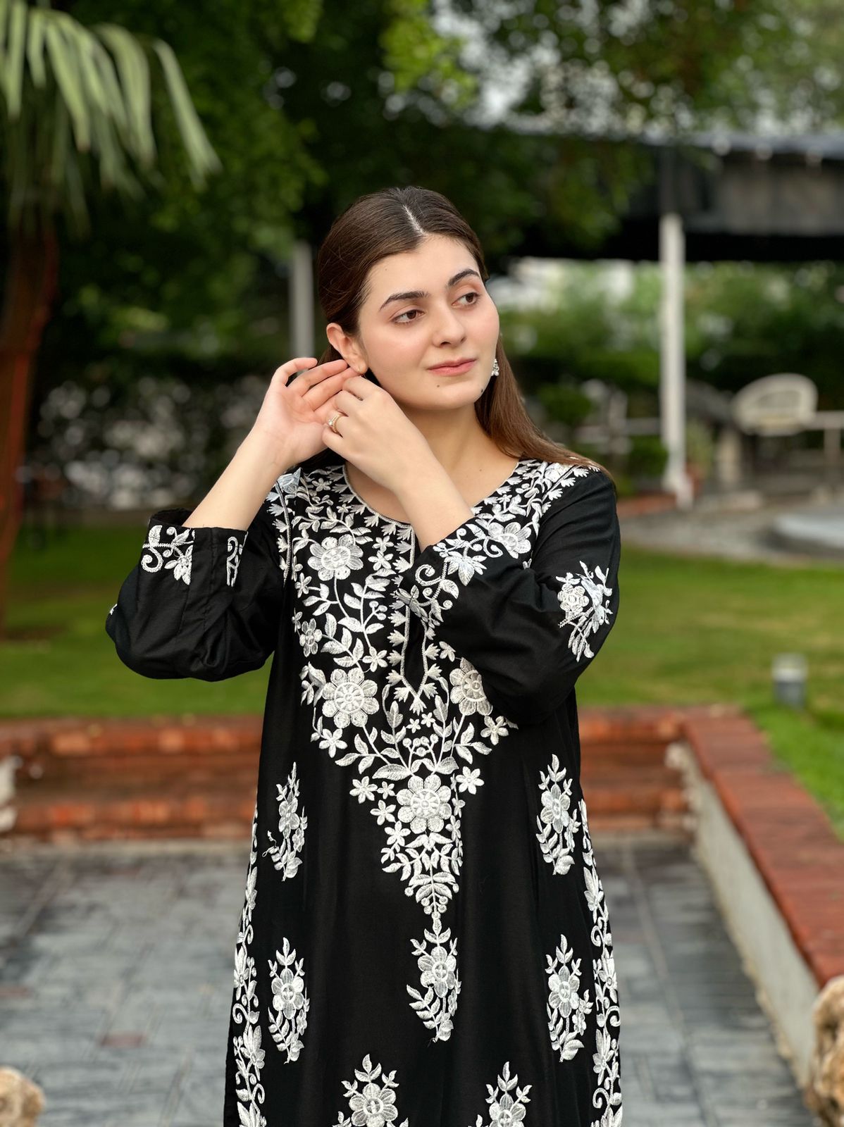 Black stitched Indian co ord set