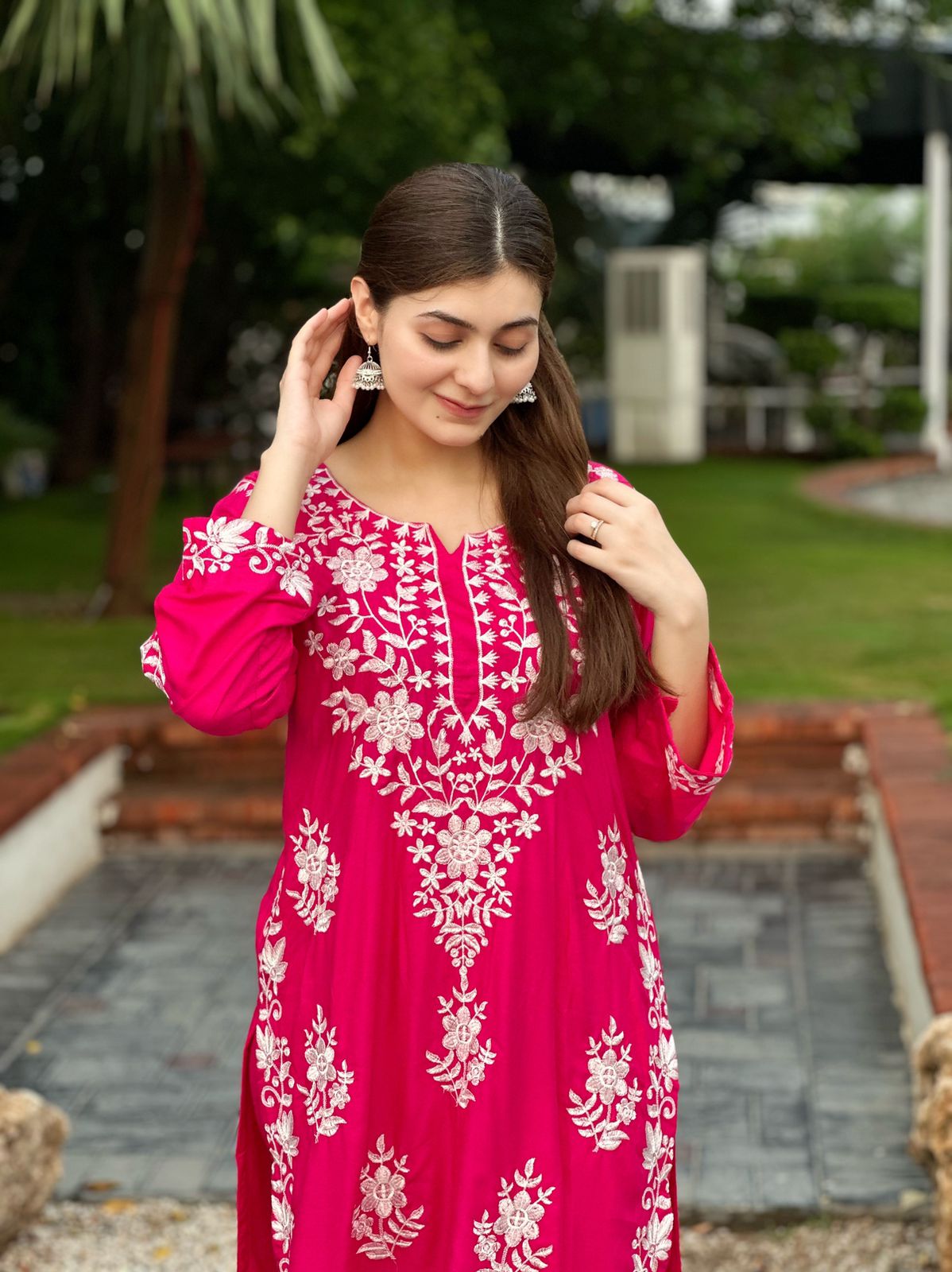 Pink stitched Indian co ord set
