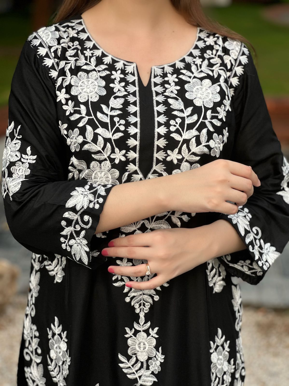 Black stitched Indian co ord set