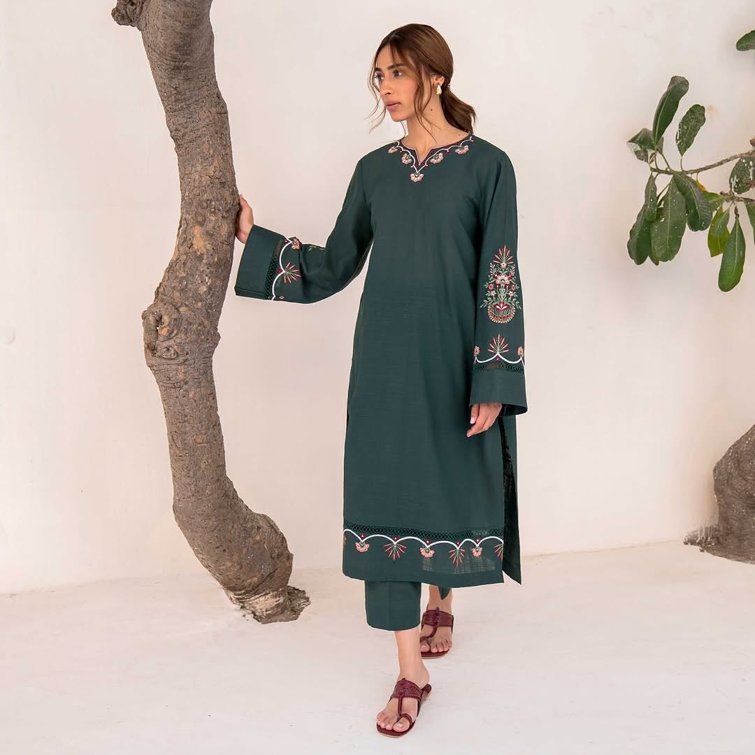 Hana embroidered long length dress