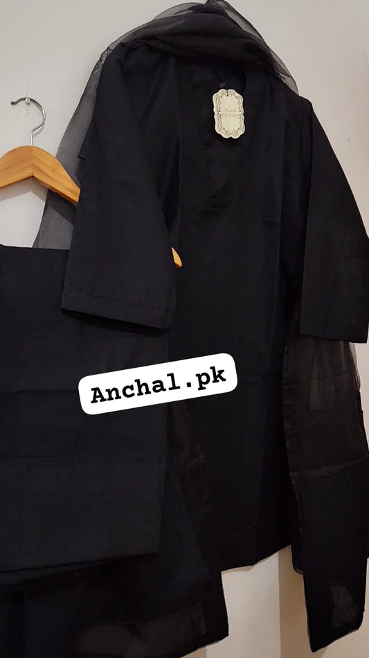 Plain Farshi Shalwar Qameez with Long Dupatta