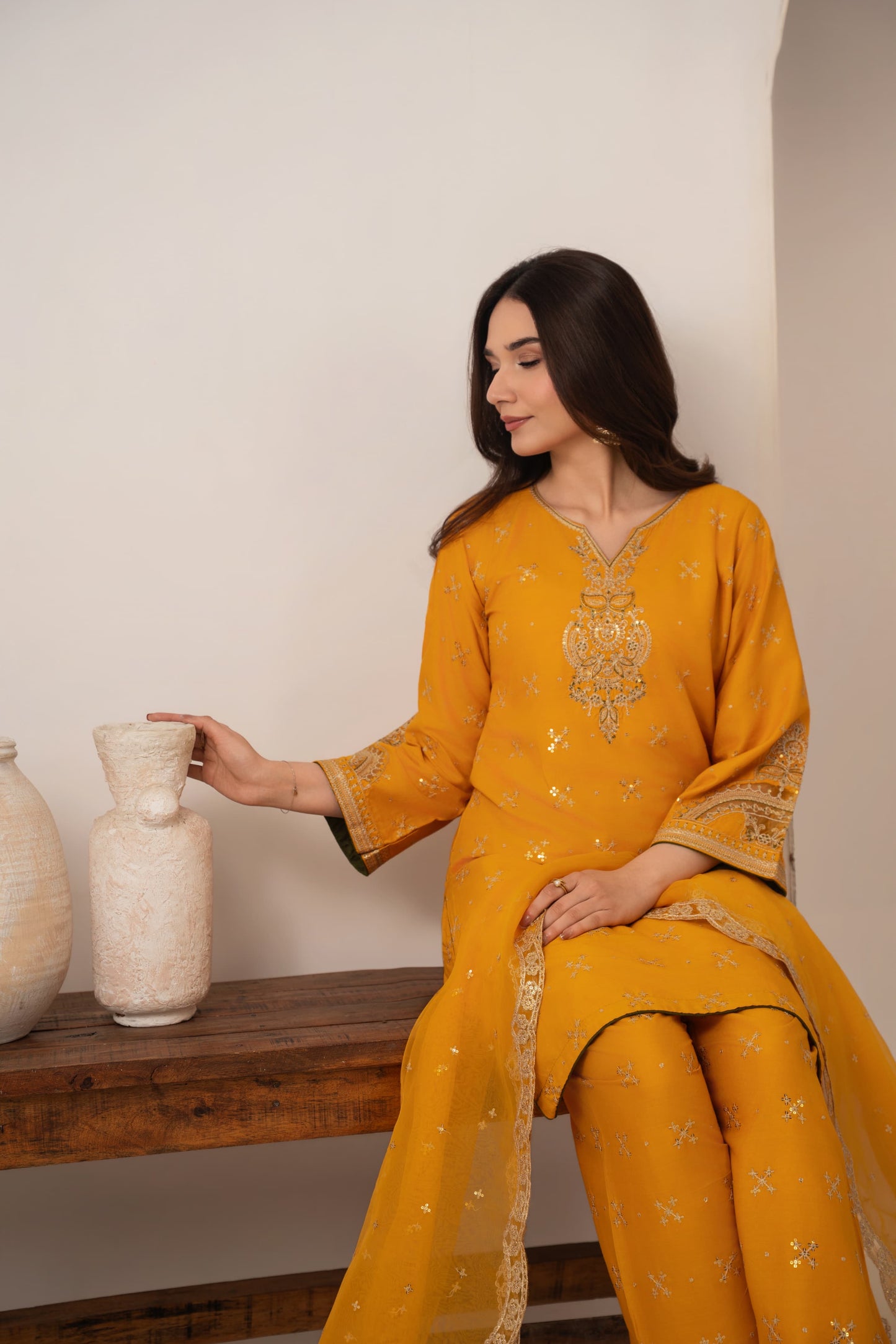 Sona Embroidered 3PC Farshi