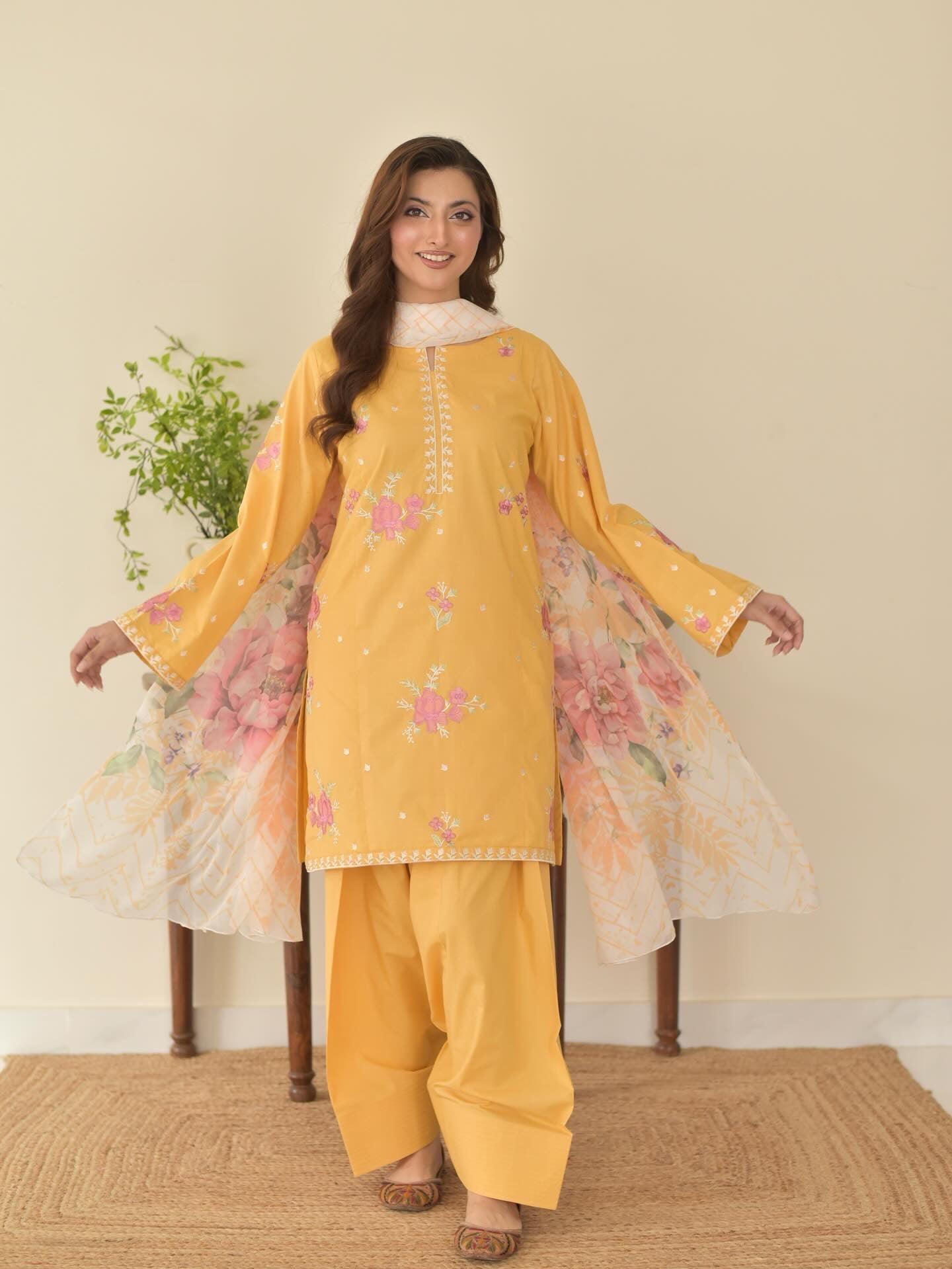 Sunflower Embroidered 3PC