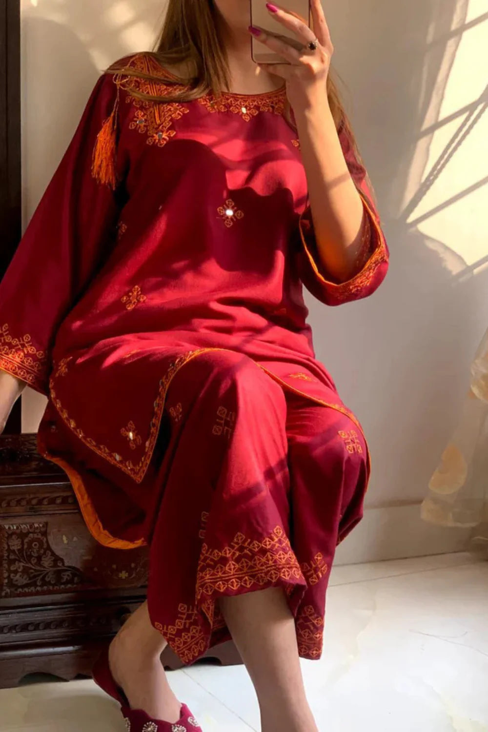 Balochi fully Embroidered dress with mirror work