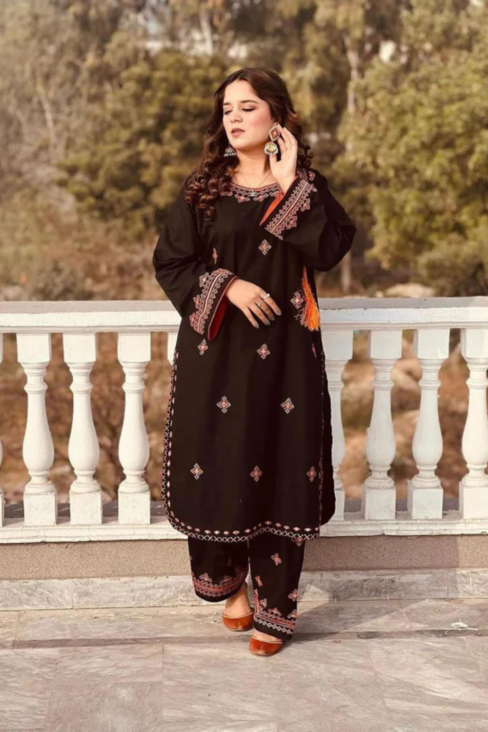 Balochi fully Embroidered dress with mirror work