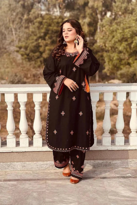 Balochi fully Embroidered dress with mirror work