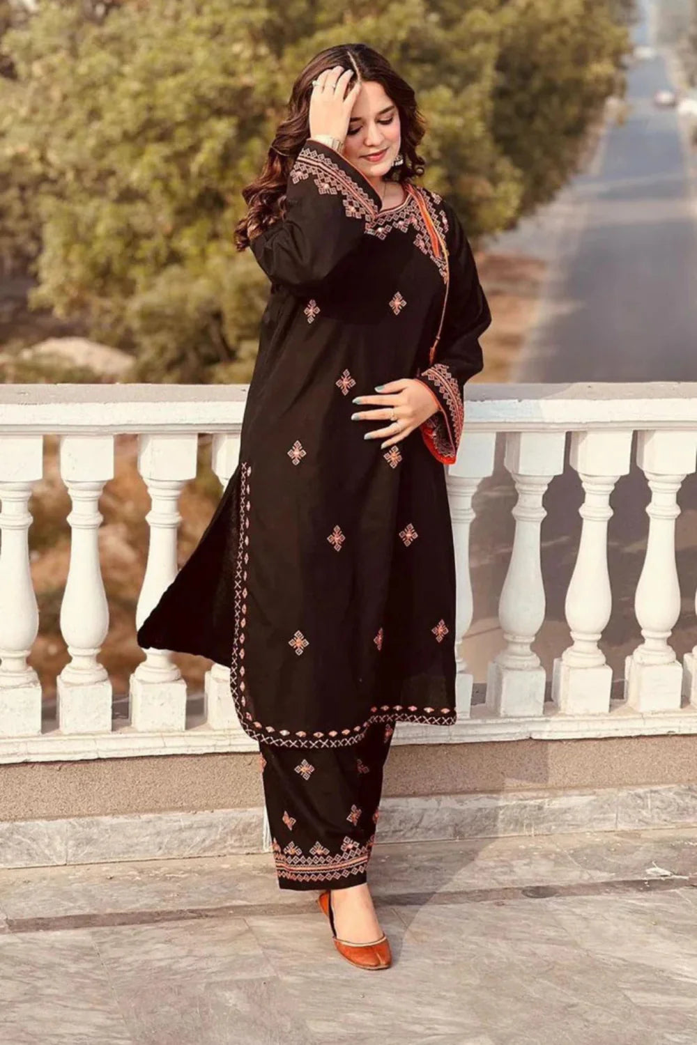 Balochi fully Embroidered dress with mirror work