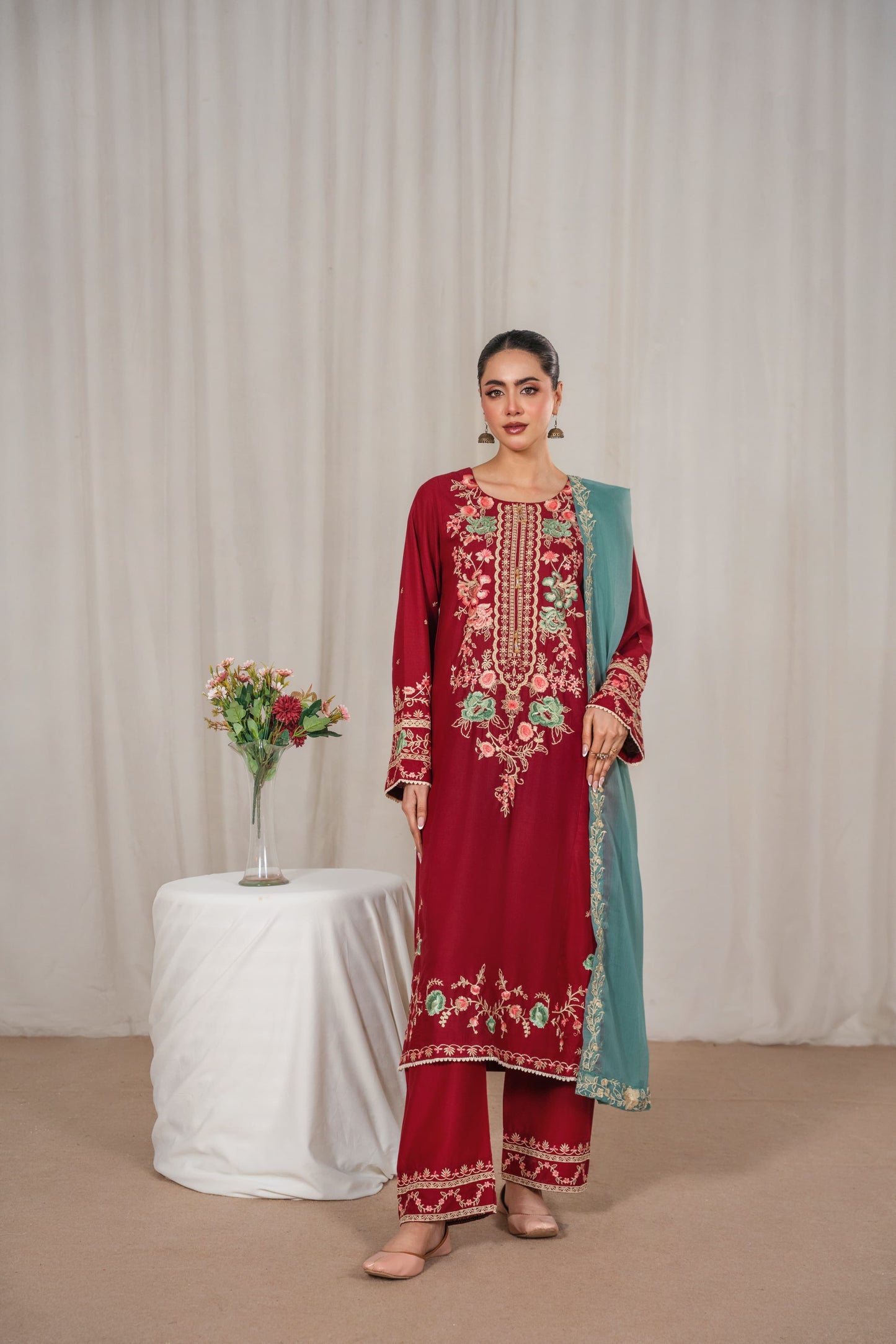 AROHA EMBROIDERED 3PC (DUPPATA)