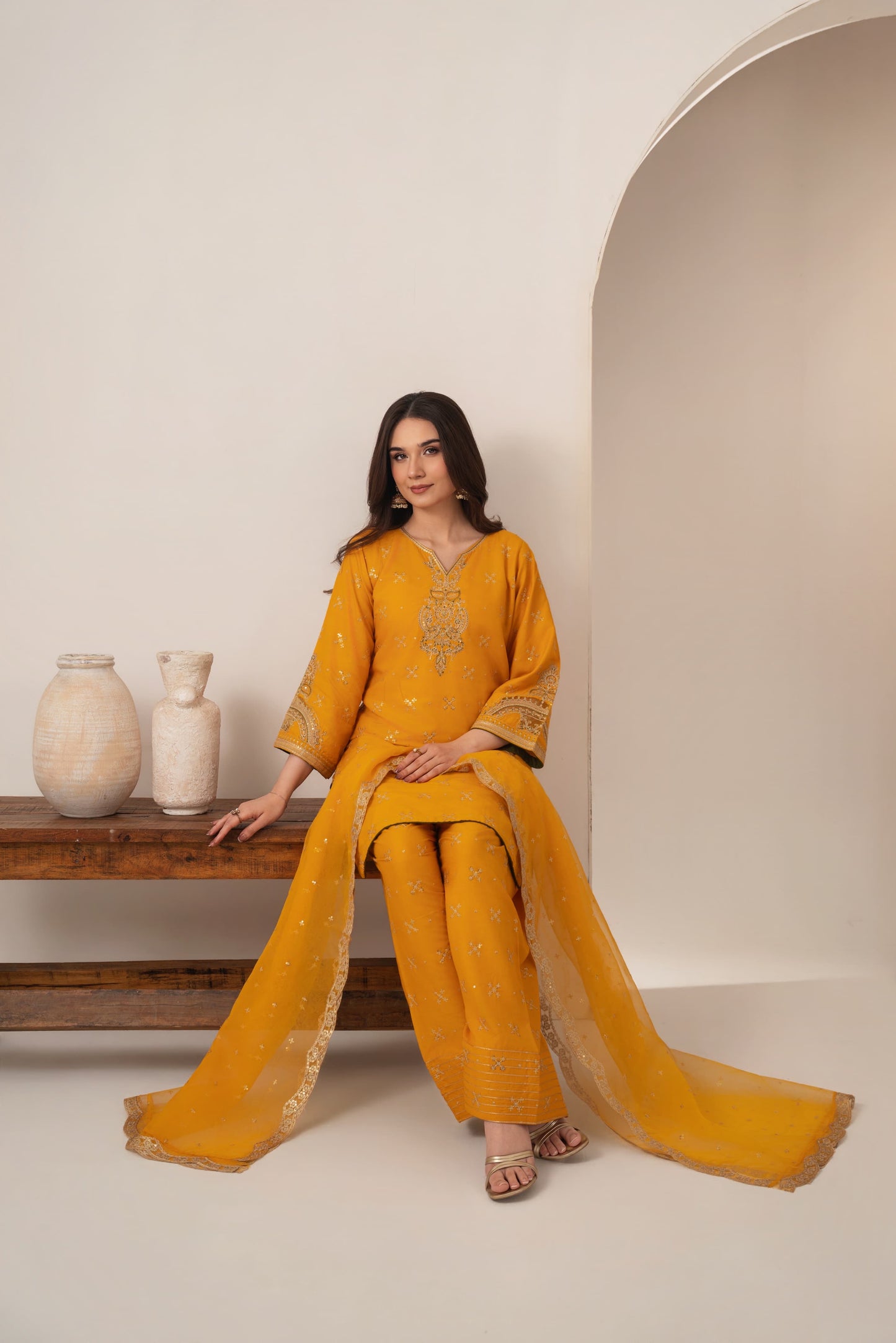 Sona Embroidered 3PC Farshi