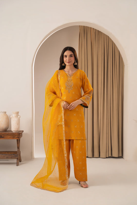 Sona Embroidered 3PC Farshi