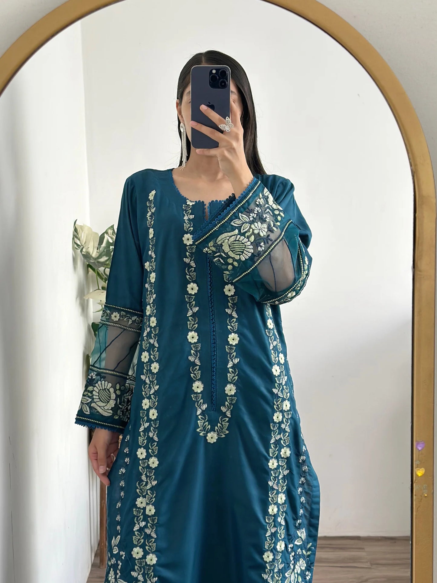 Nazakat  fully embroidered dress