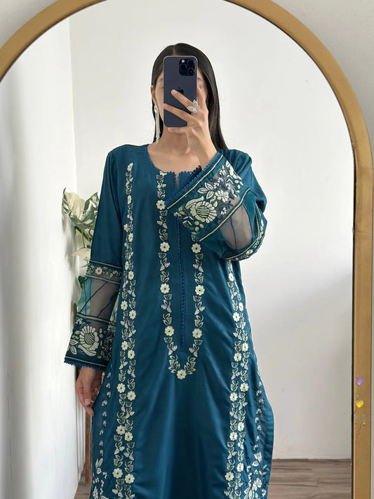 Nazakat  fully embroidered dress