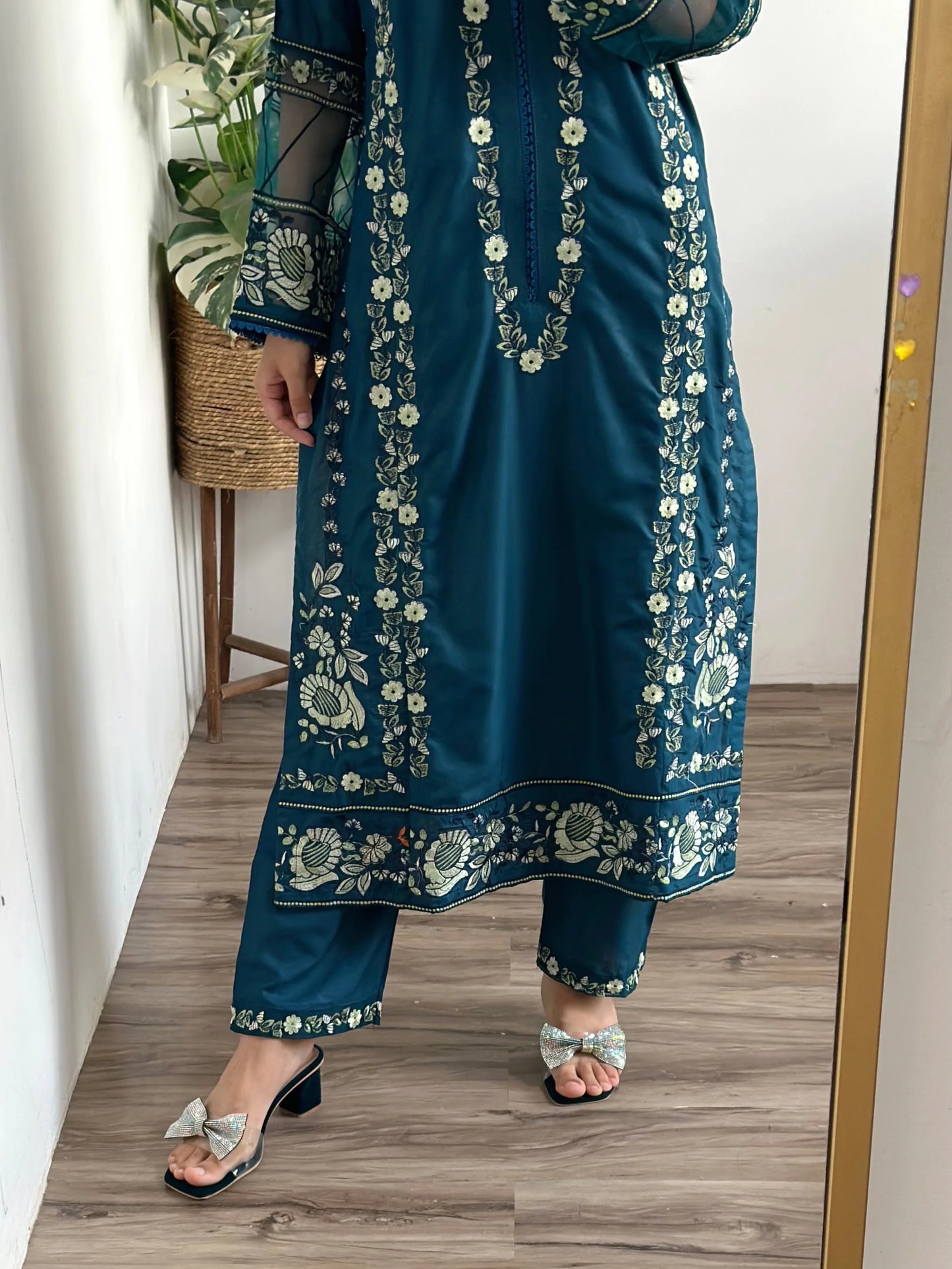 Nazakat  fully embroidered dress