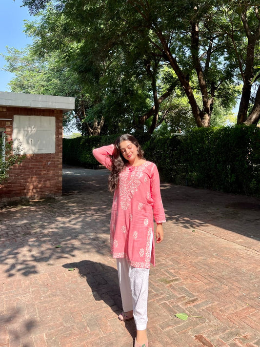Pink Indian Short Kurti