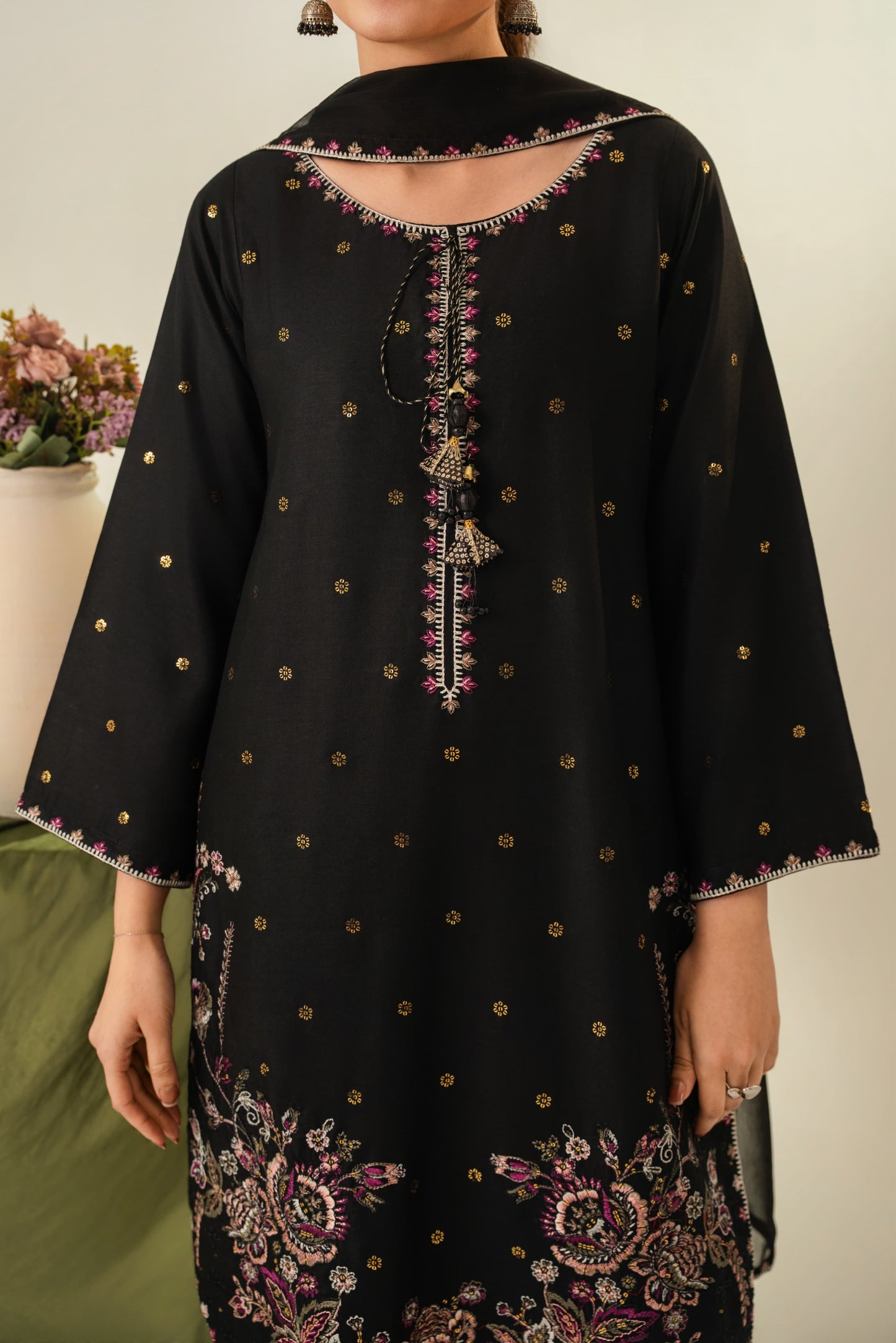 Zarqa Embroided Three piece stitched dress