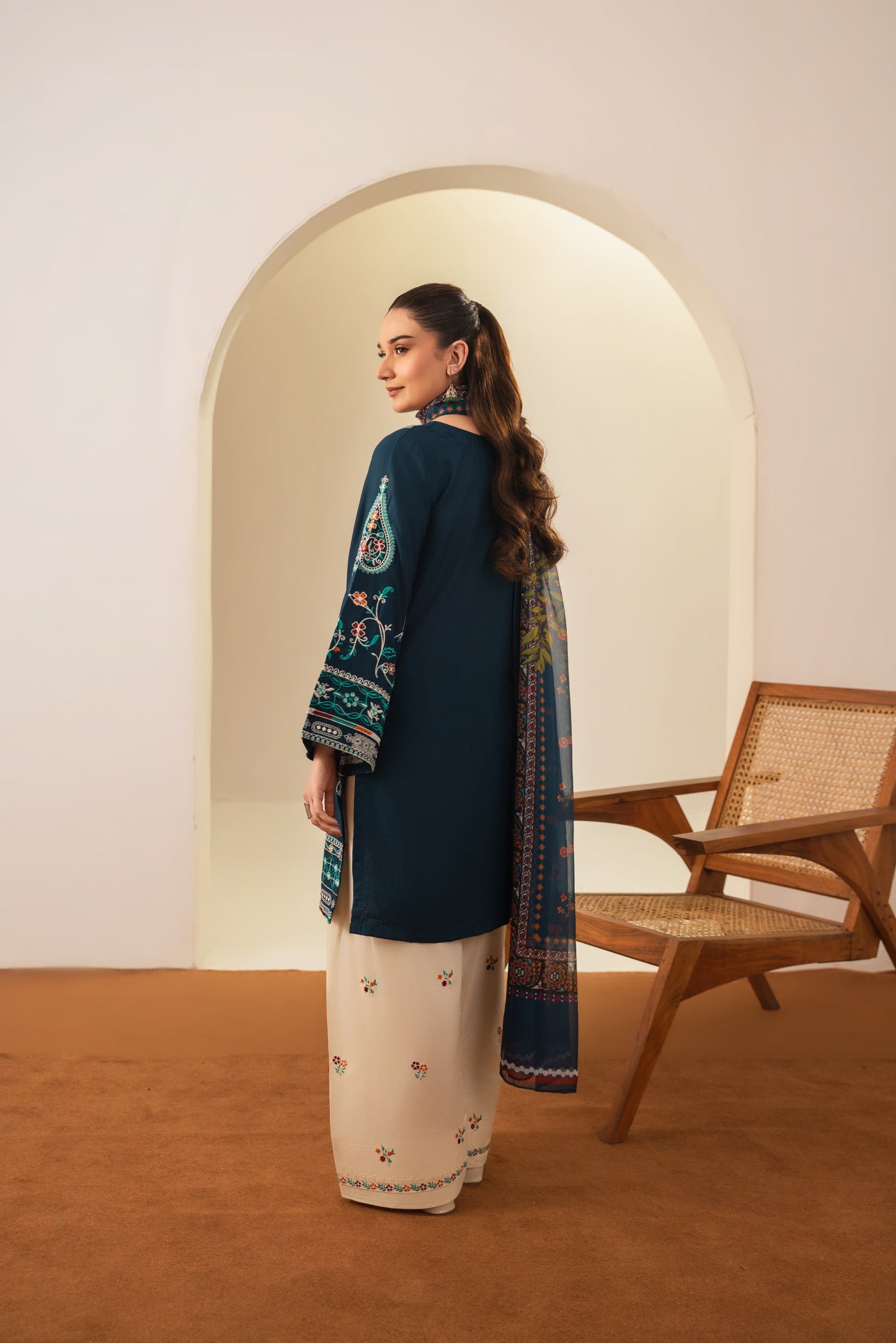Sajjal Embroided Three piece stitched dress