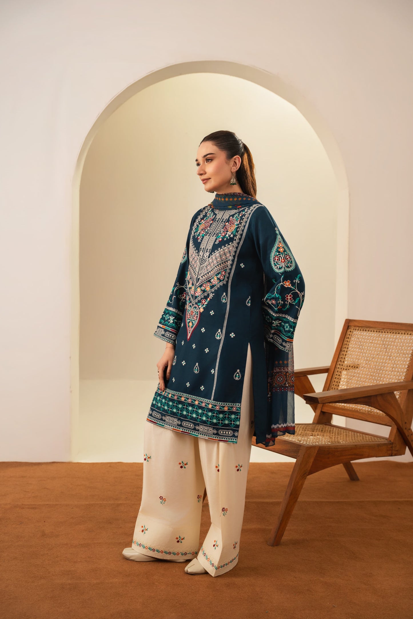 Sajjal Embroided Three piece stitched dress