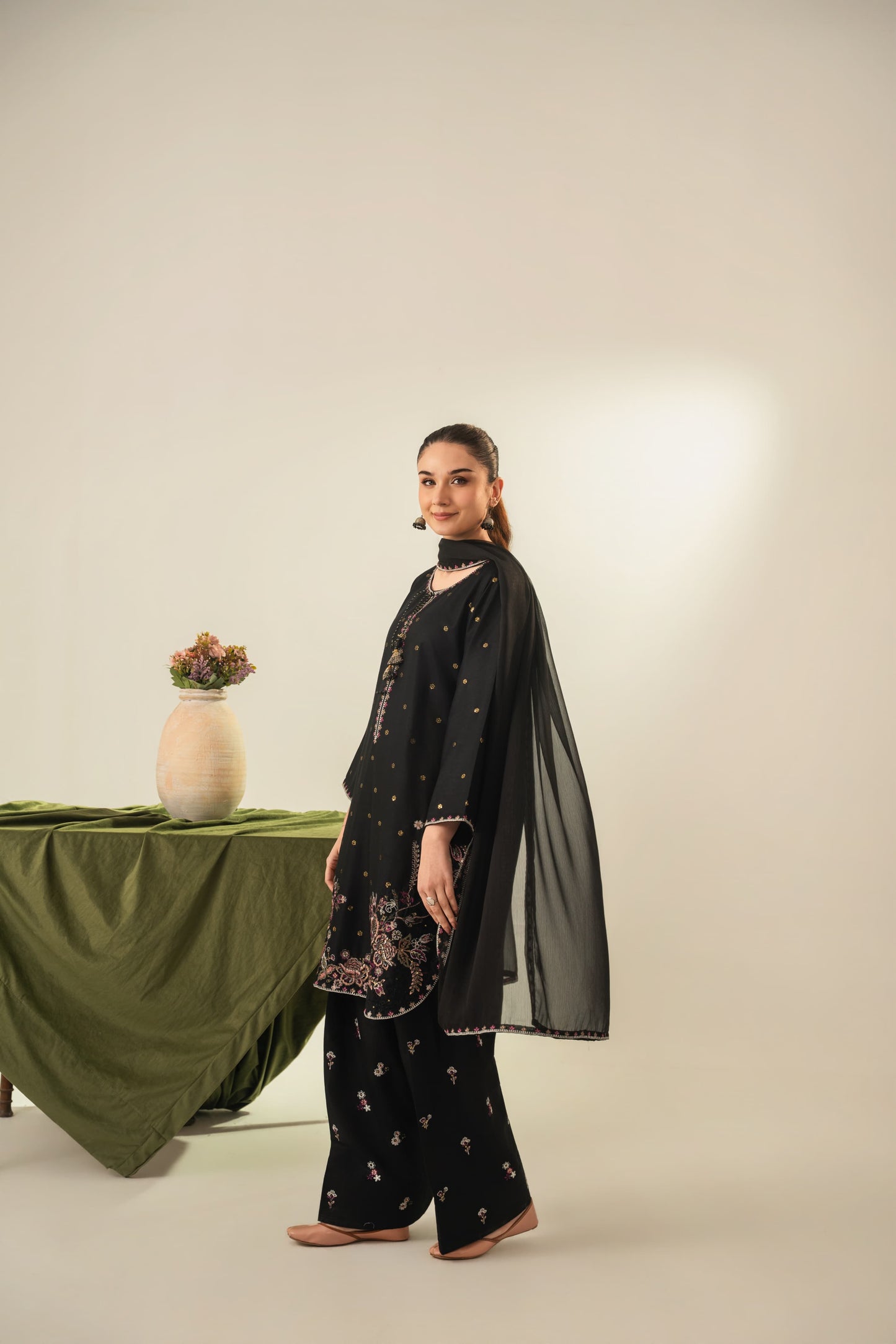 Zarqa Embroided Three piece stitched dress
