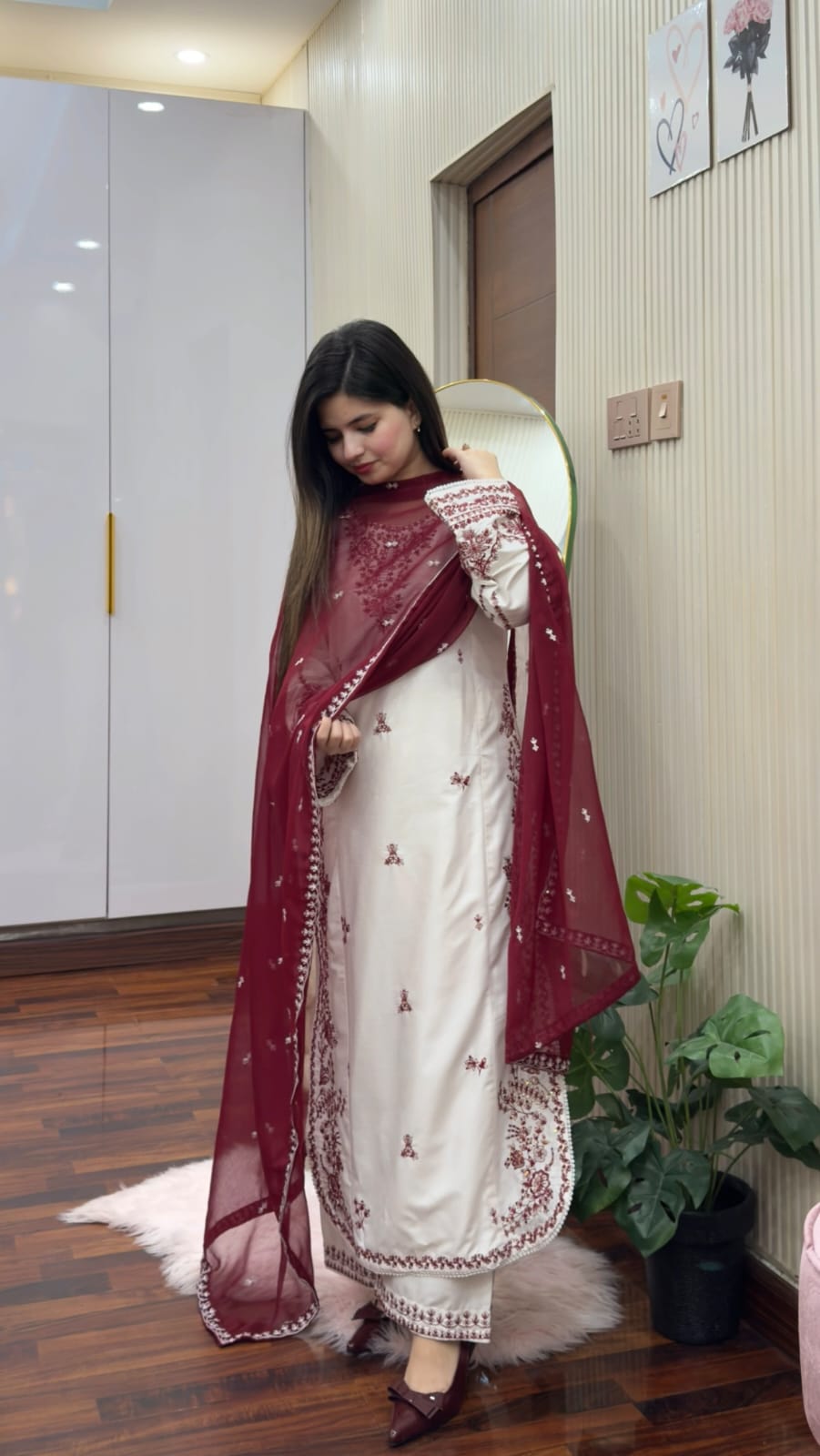 Snow Drop Embroided 3 Piece Dress