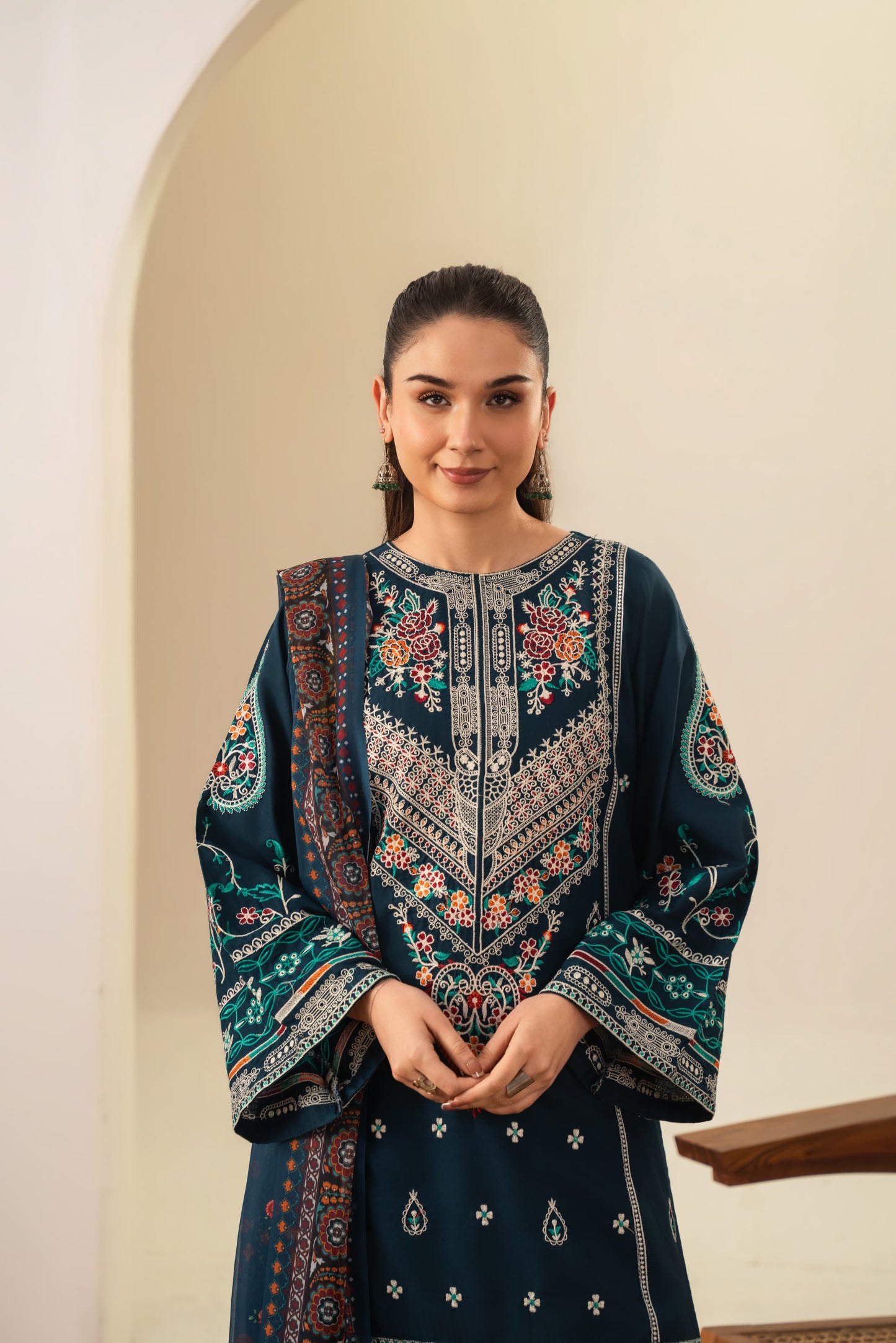 Sajjal Embroided Three piece stitched dress
