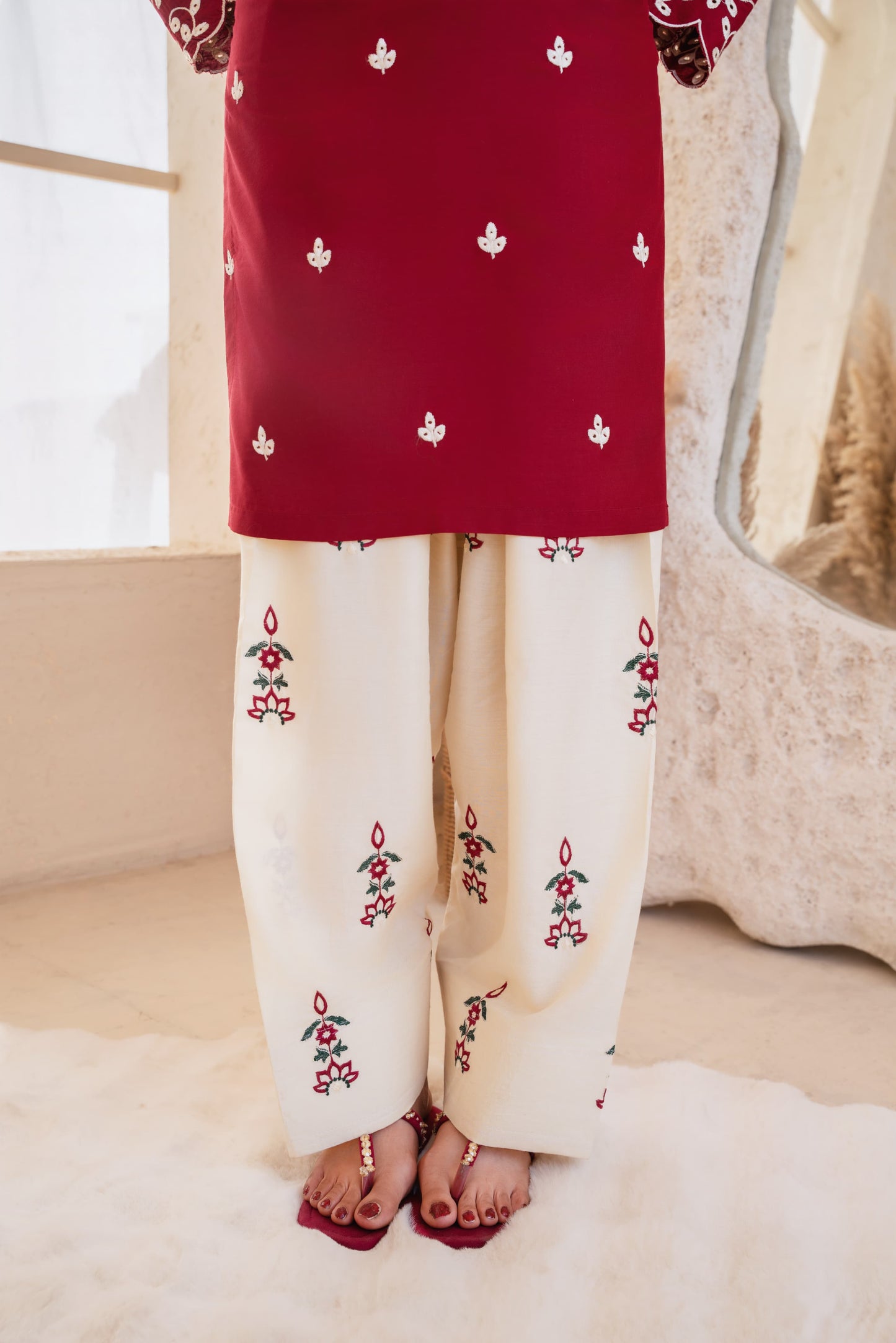 Zarf Embroidered Stitched two piece Dress