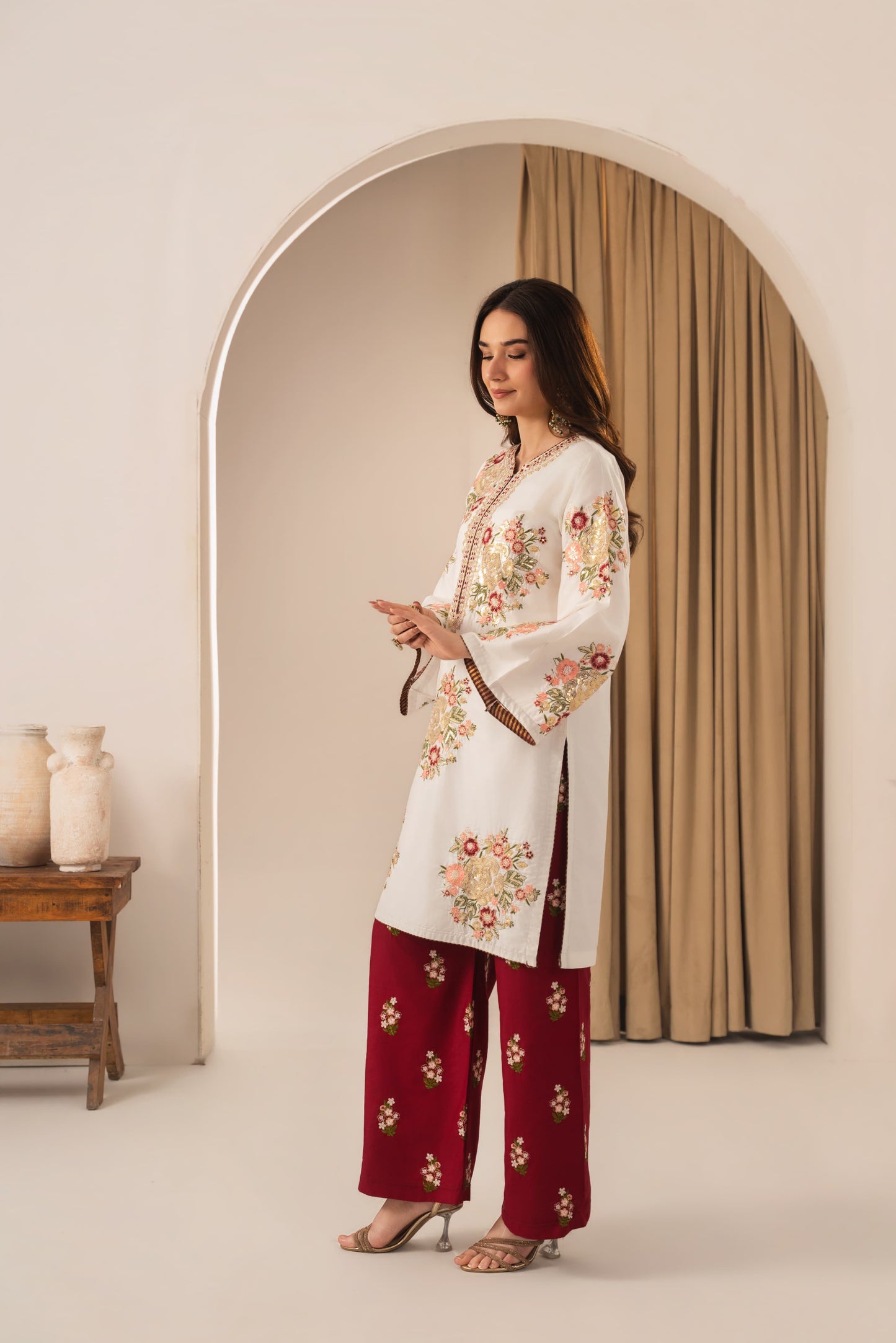 Alaya Embroidered Stitched two piece Dress
