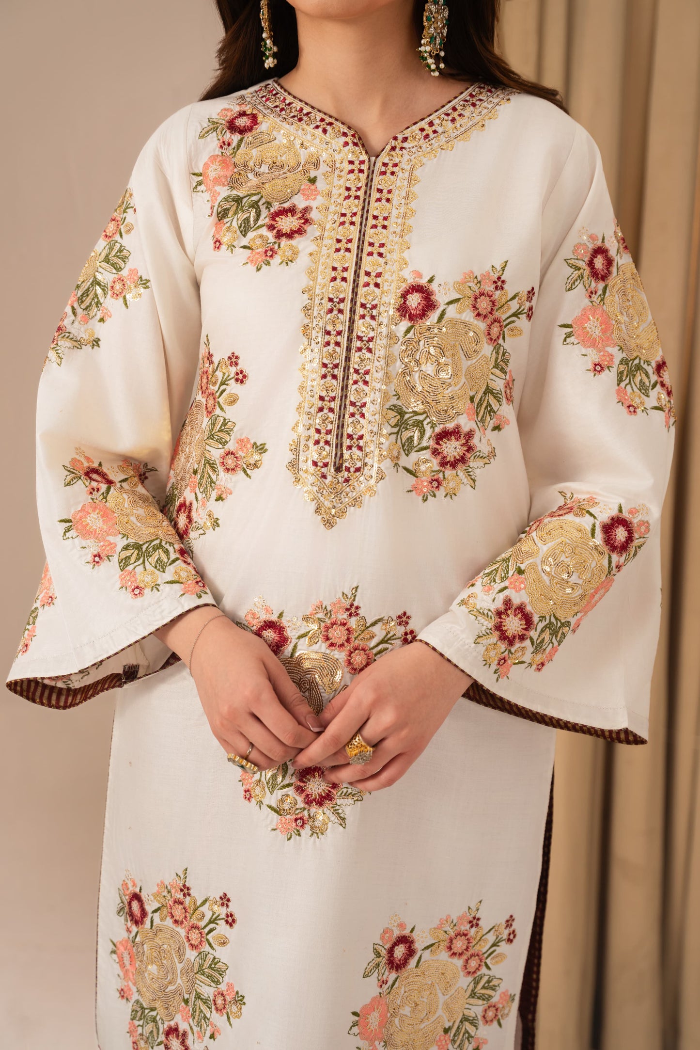 Alaya Embroidered Stitched two piece Dress