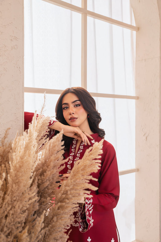 Zarf Embroidered Stitched two piece Dress