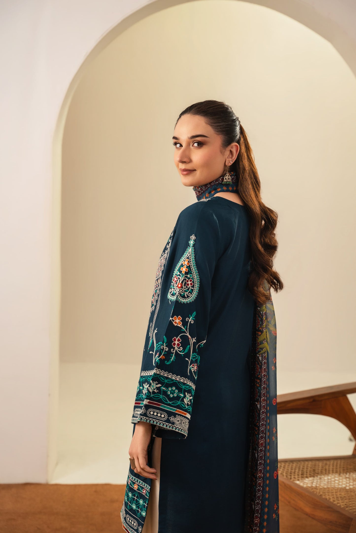 Sajjal Embroided Three piece stitched dress