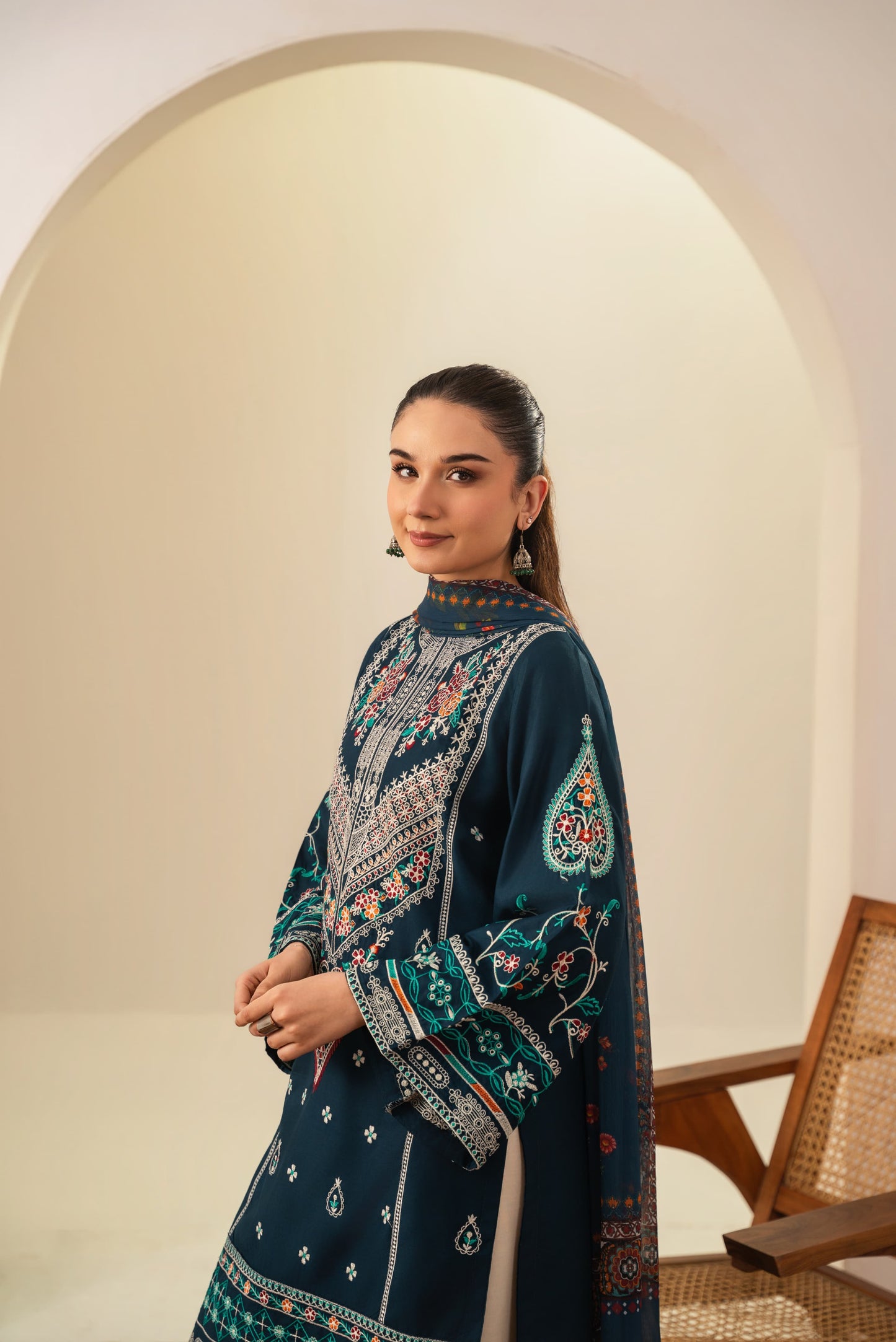 Sajjal Embroided Three piece stitched dress